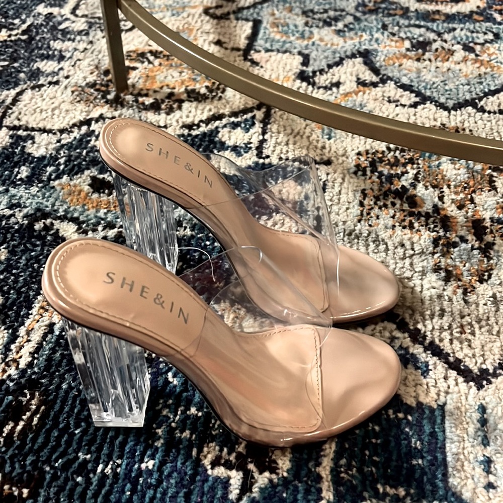 Clear nude heels